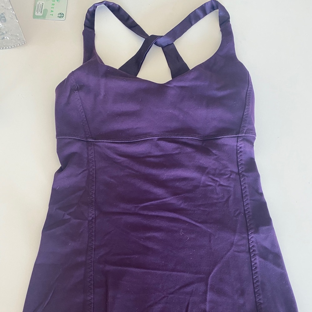 New Lululemon Purple Ribbon Cross Strap Tank